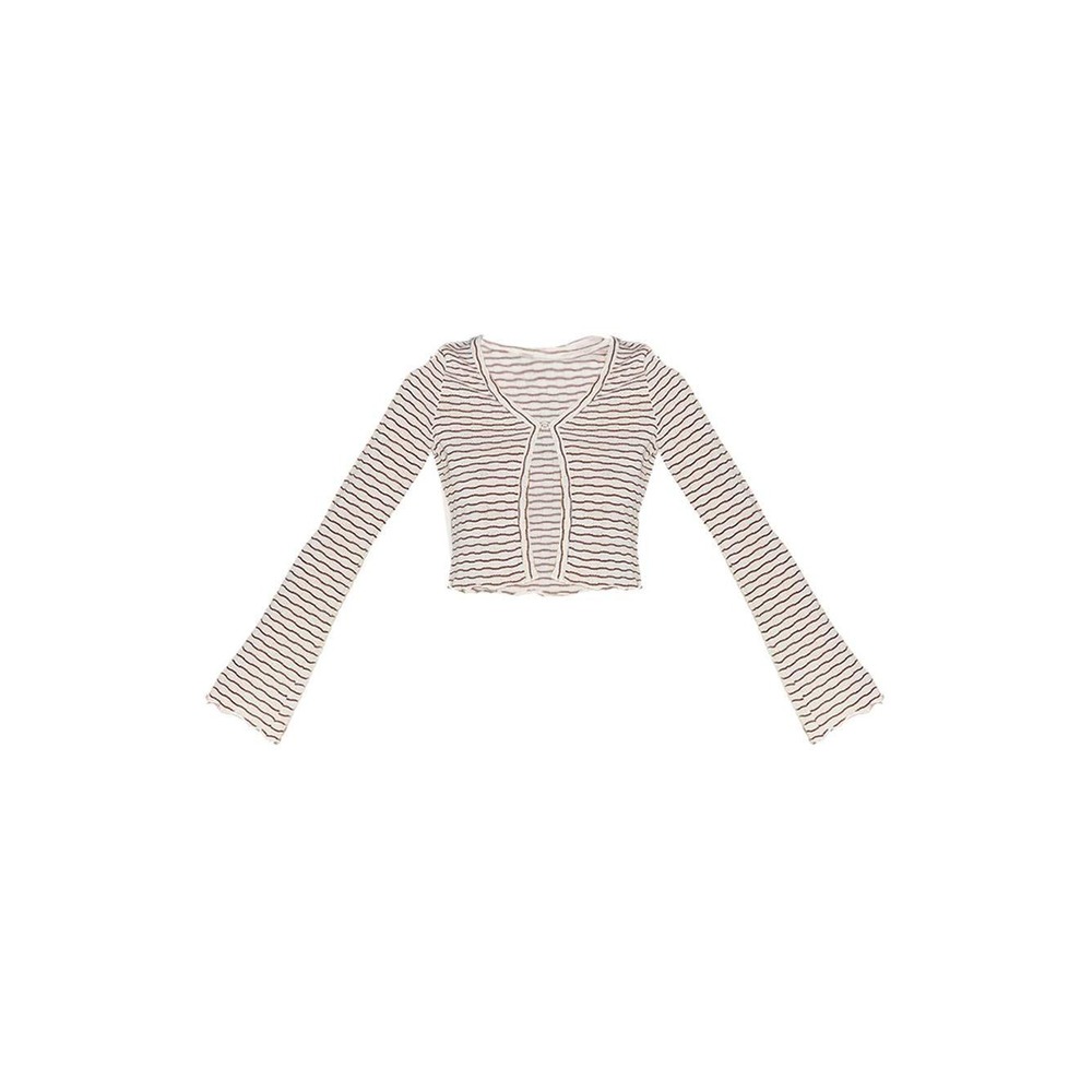 PrettyLittleThing Striped Cardigan and Maxi Skirt Set Chocolate Brown Cream US 6 - Picture 5 of 16